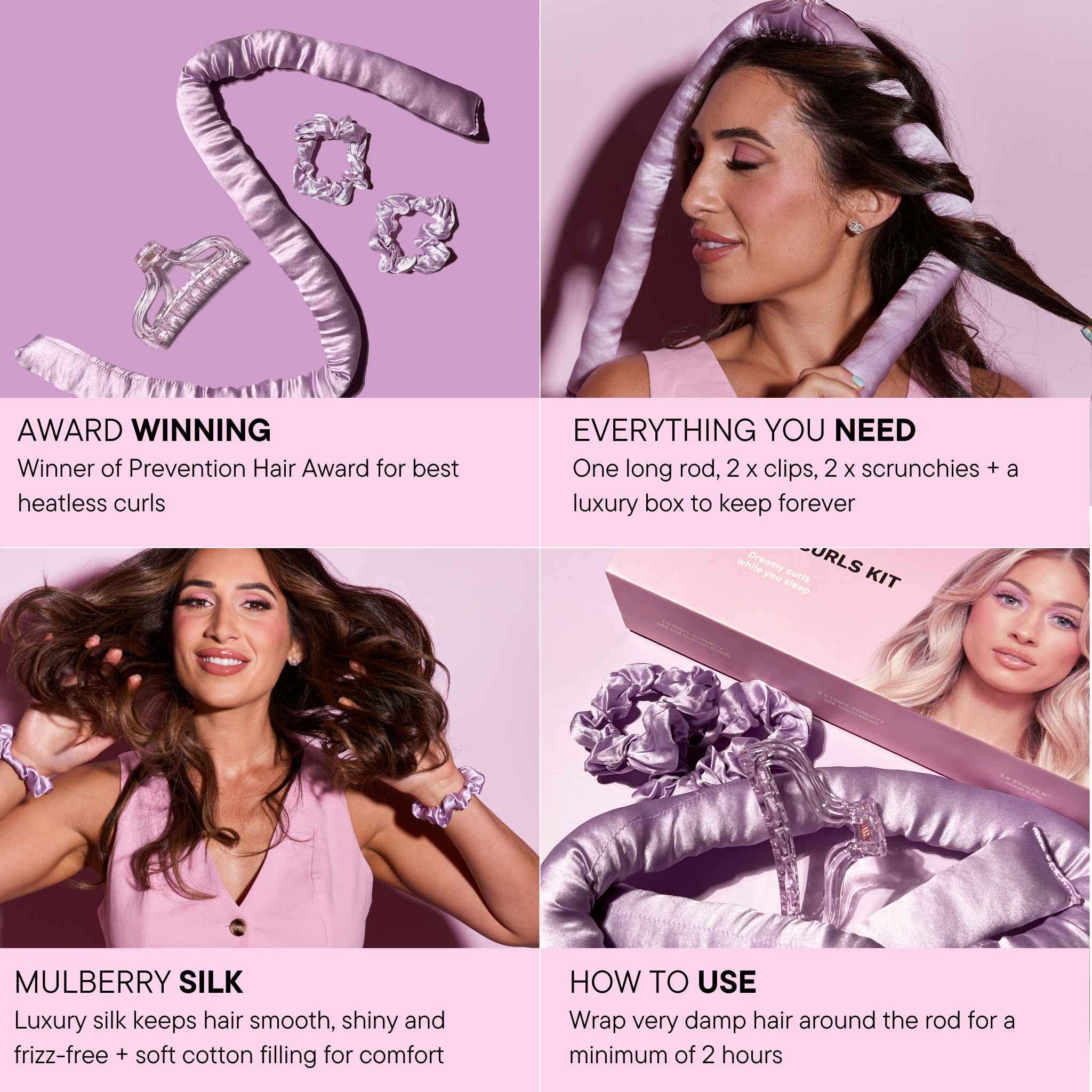 Features and benefits of the Heatless Curls Kit
