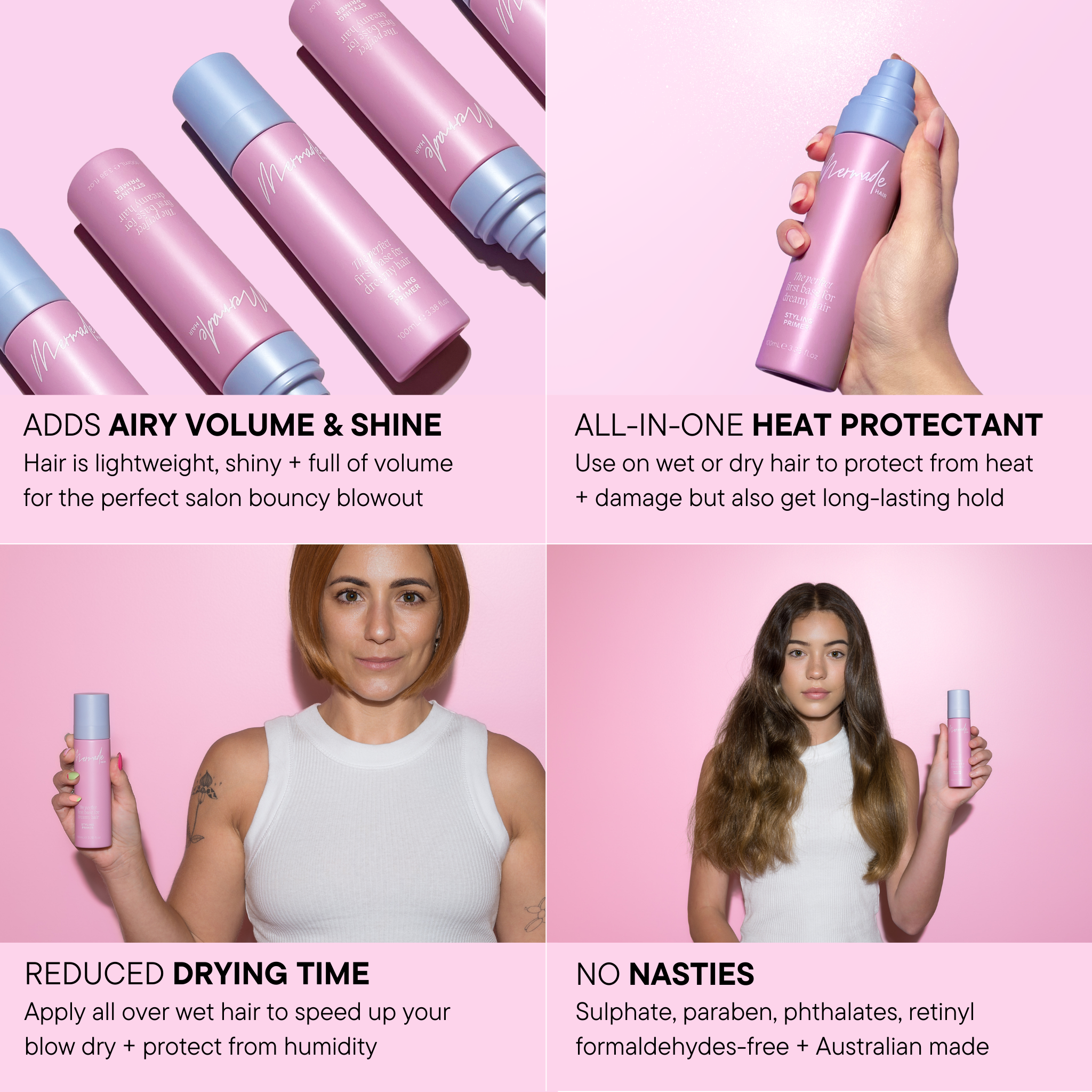 Features and benefits of the Mermade Hair Primer