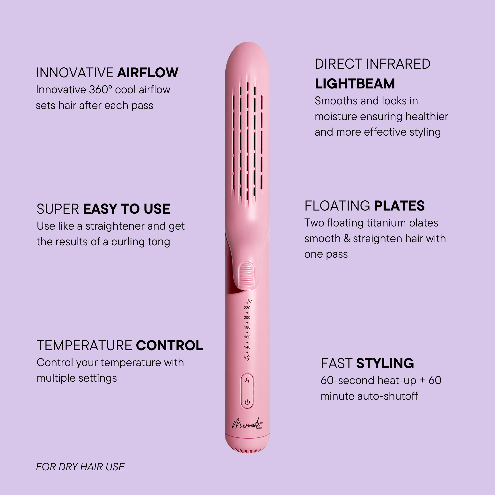 Features and benefits of the Mermade Hair Infrared Styler