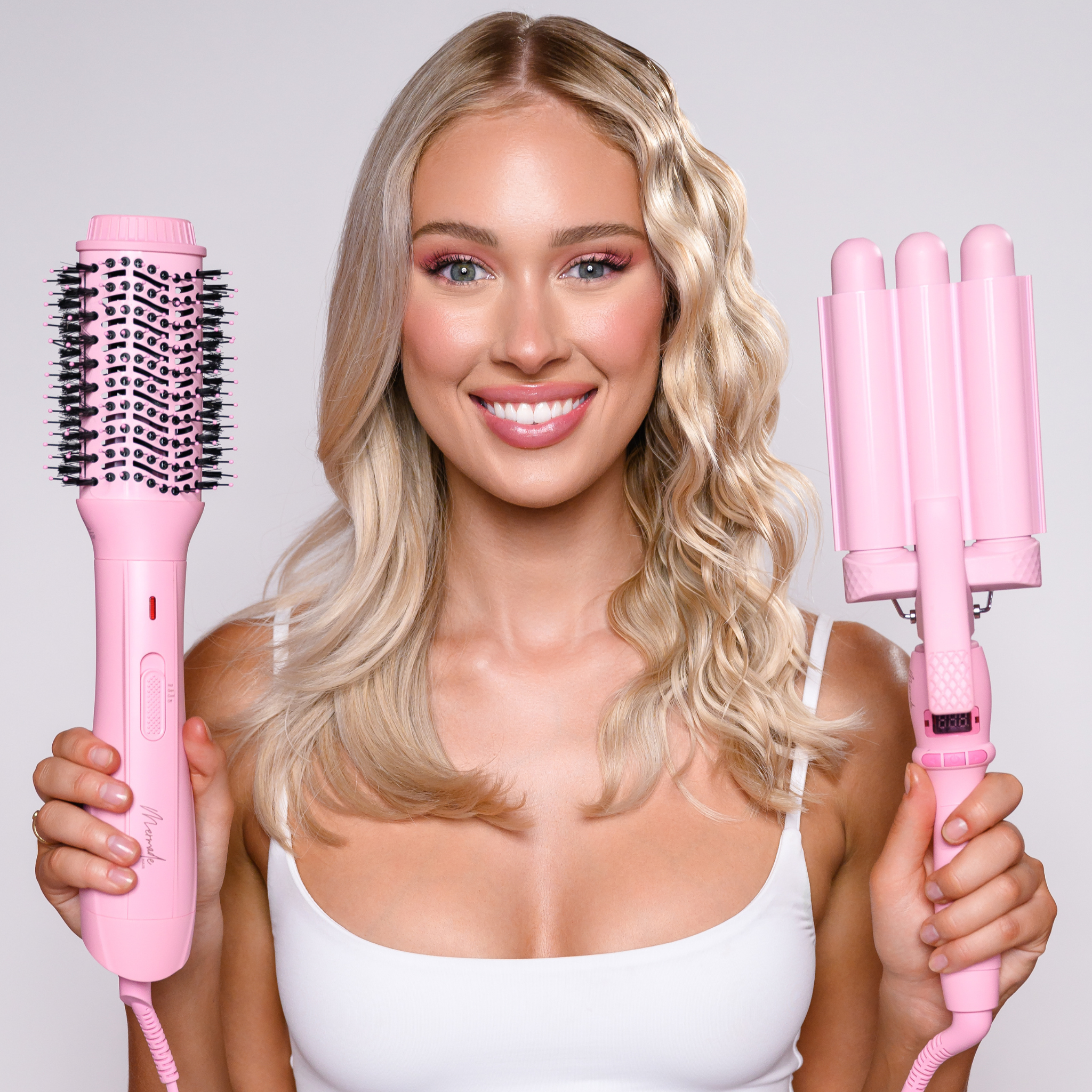 Blow Dry Brush vs PRO Mini Hair Waver - 25mm Pink