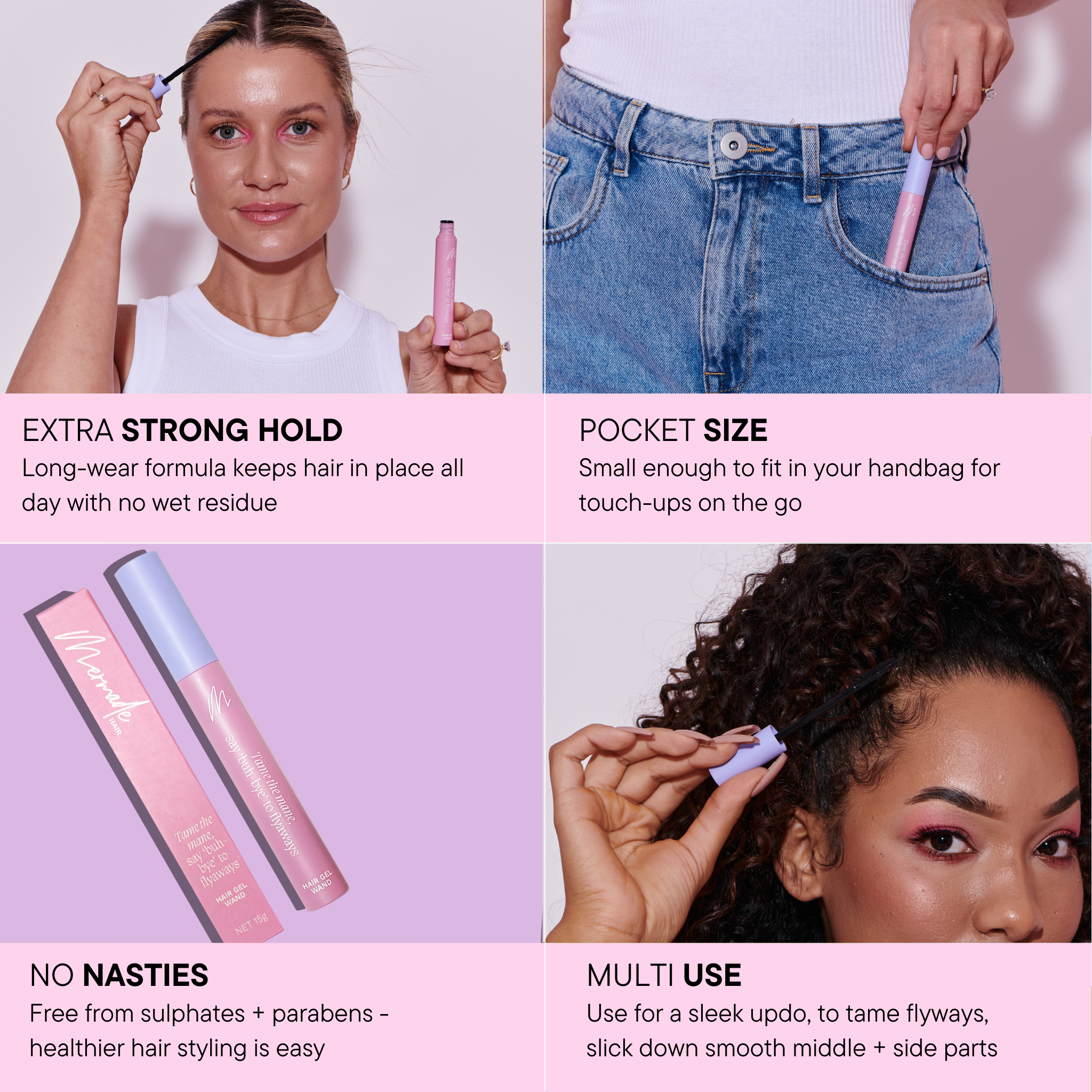 Features and benefits of the Mermade Hair Gel Wand