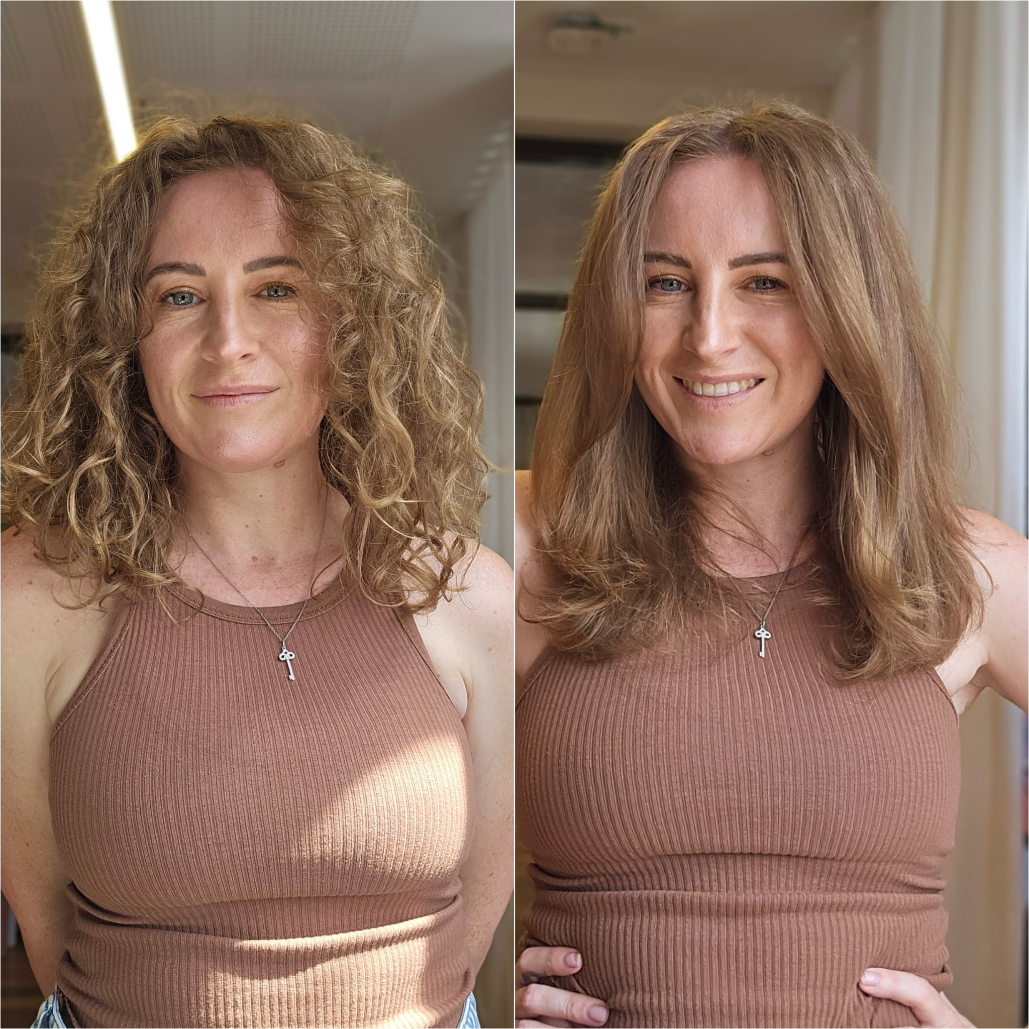 Before and after of the Mermade Hair Dryer 