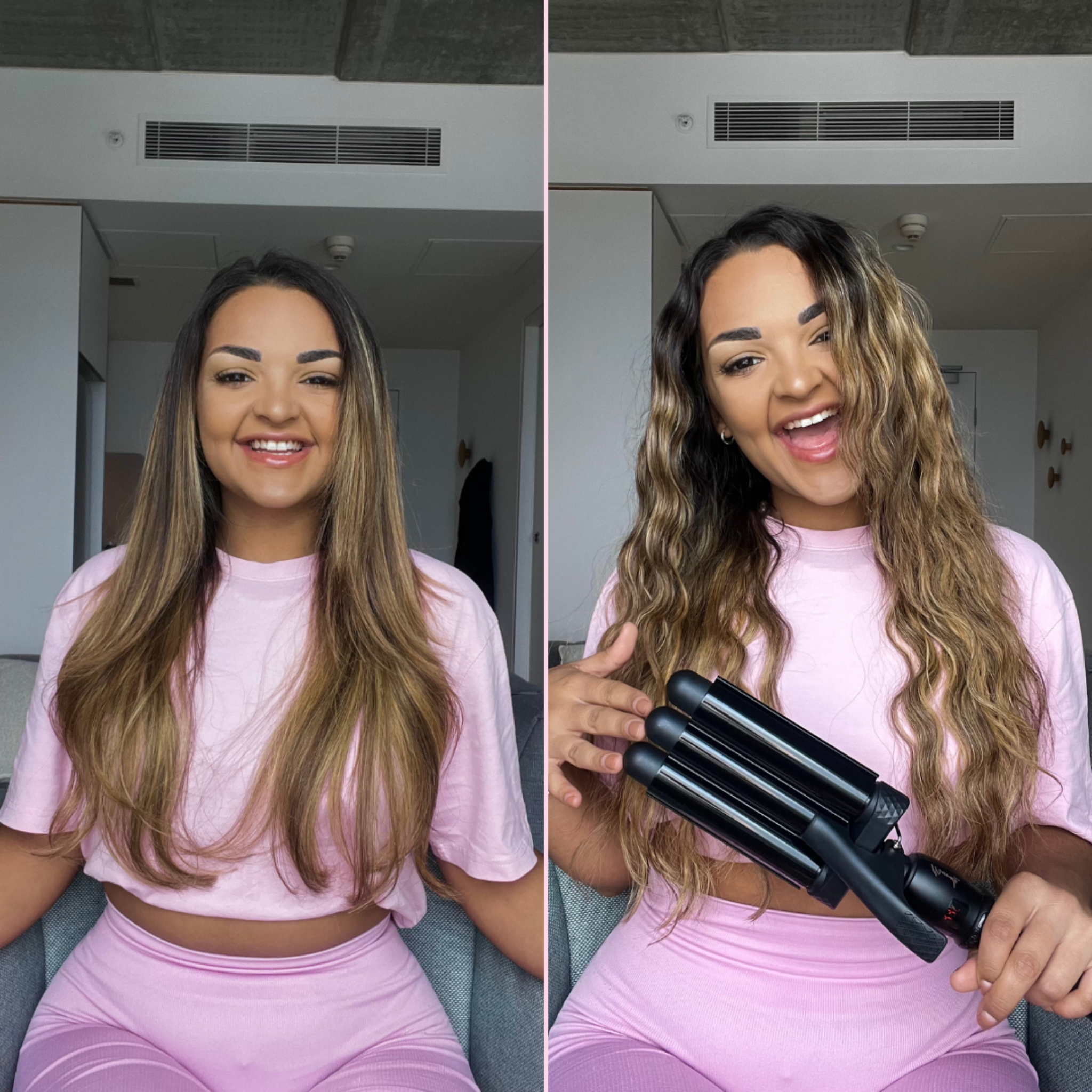 Before and after of the PRO Mini Hair Waver - 25mm Black