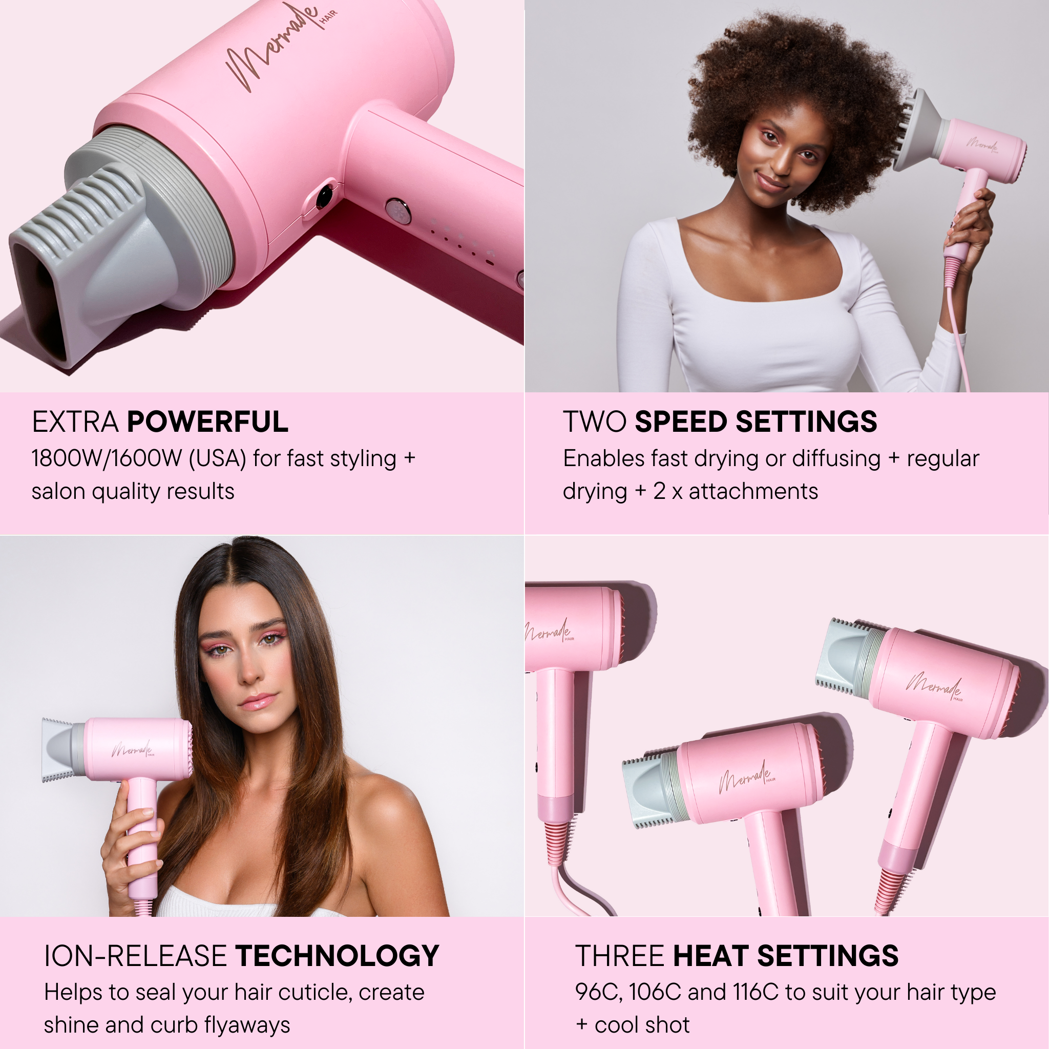 Features and benefits of the Mermade Hair Dryer 