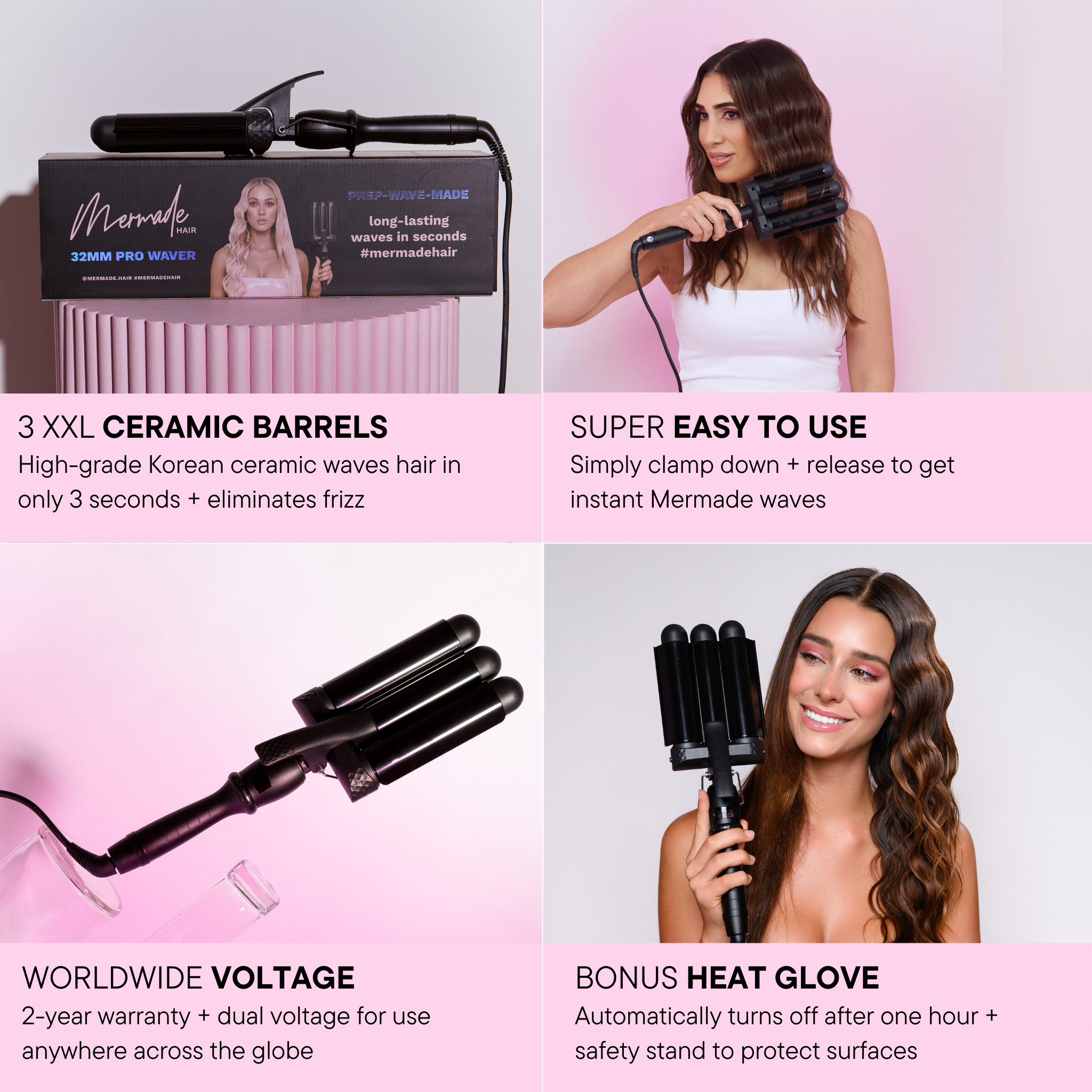 Features and benefits of the PRO Hair Waver - 32mm Black