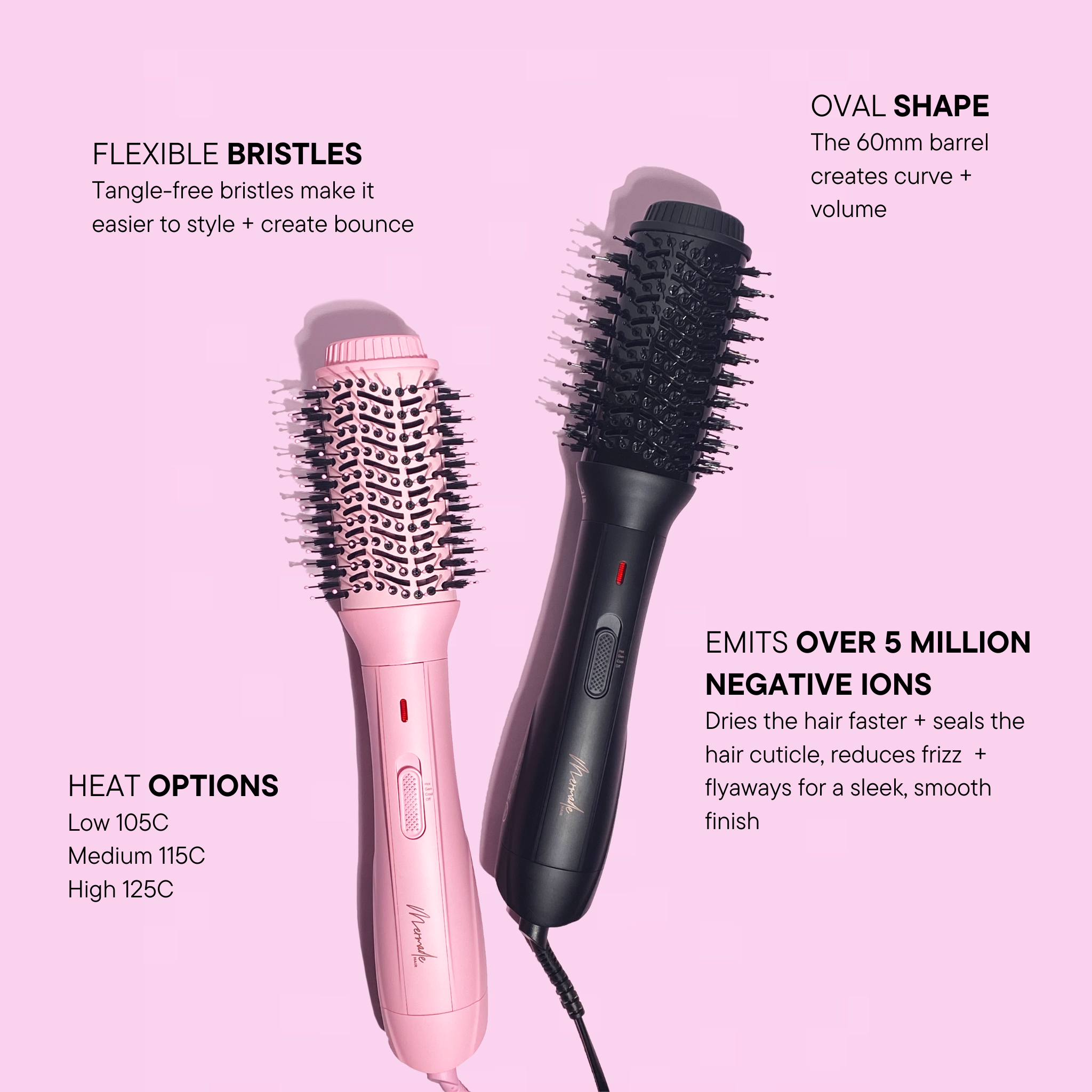 Features and benefits of the Blow Dry Brush - Signature Pink