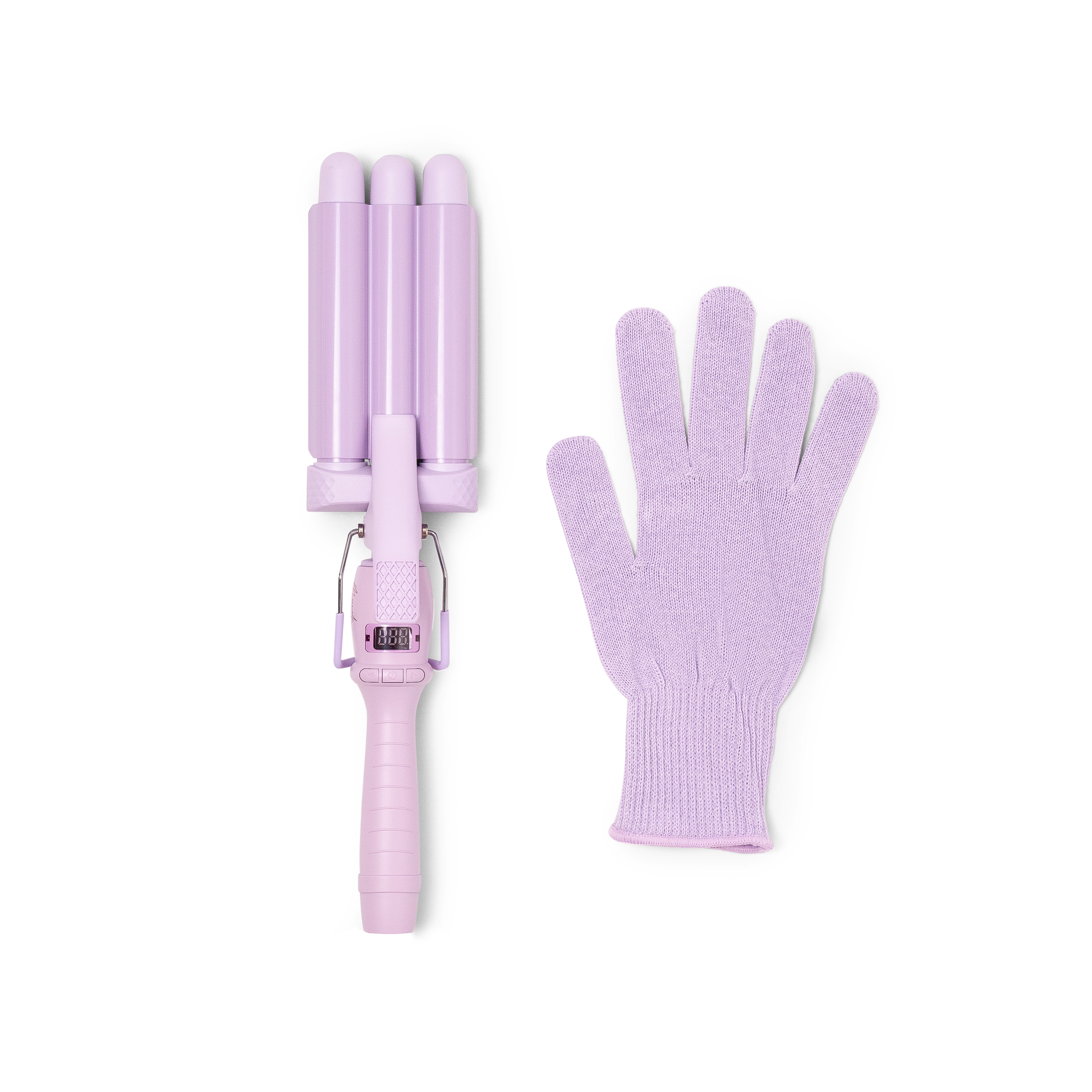 Mermade Hair Cutie Waver in Lilac Flatlay with Glove